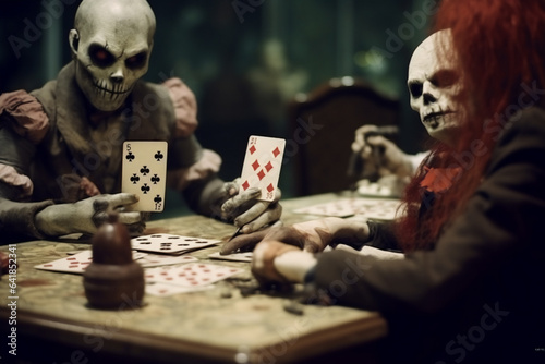 Fotografiet Scary zombies playing cards
