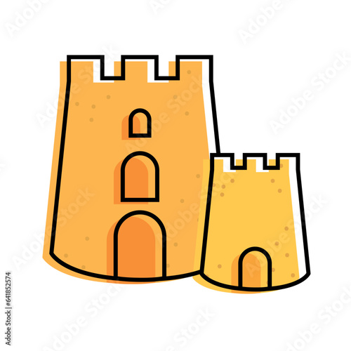 Isolated colored sketch of a sand castle icon Vector