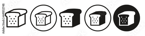 Loaf Icon. Bakery food item to eat in morning breakfast symbol. Vector set of wheat flour baked piece of toast bread. Flat outline sign of food product of rye grain. Logo of brown quality loaf spread