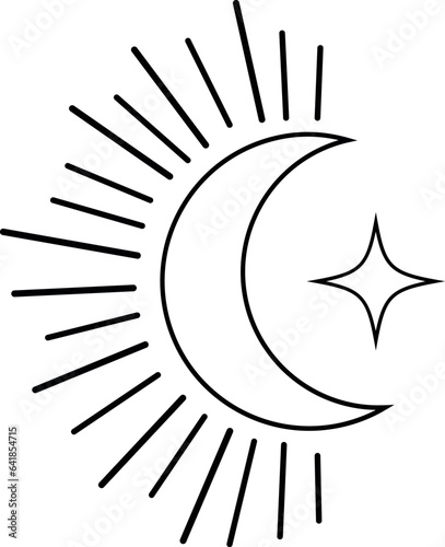 Moon symbol esoteric line art icon. © Nastia