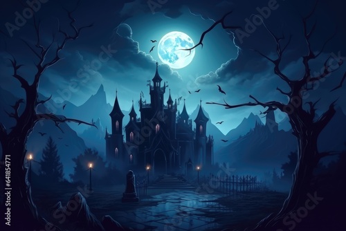 Scary castle, Halloween haunted palace © Оксана Олейник