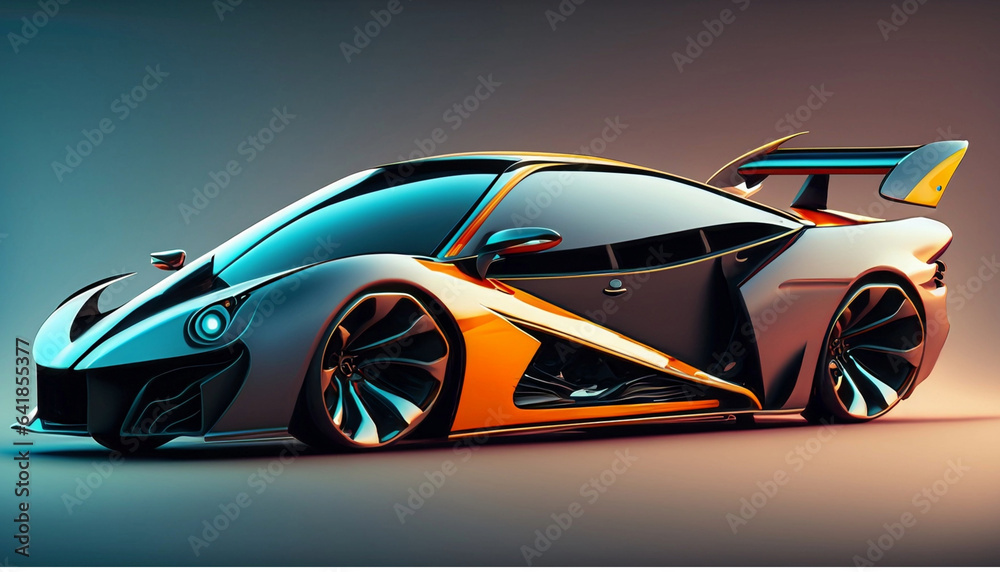 futuristic car of different colors and shapes