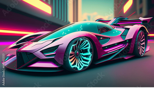 futuristic car of different colors and shapes