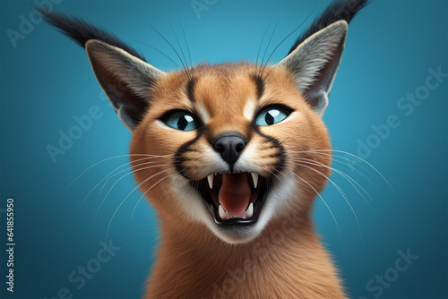 potrait of funny caracal in nature © Cing