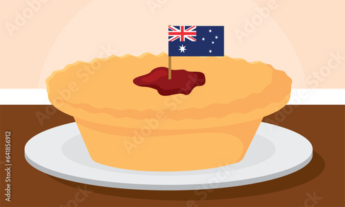 Isolated traditional australian pie with its flag Vector