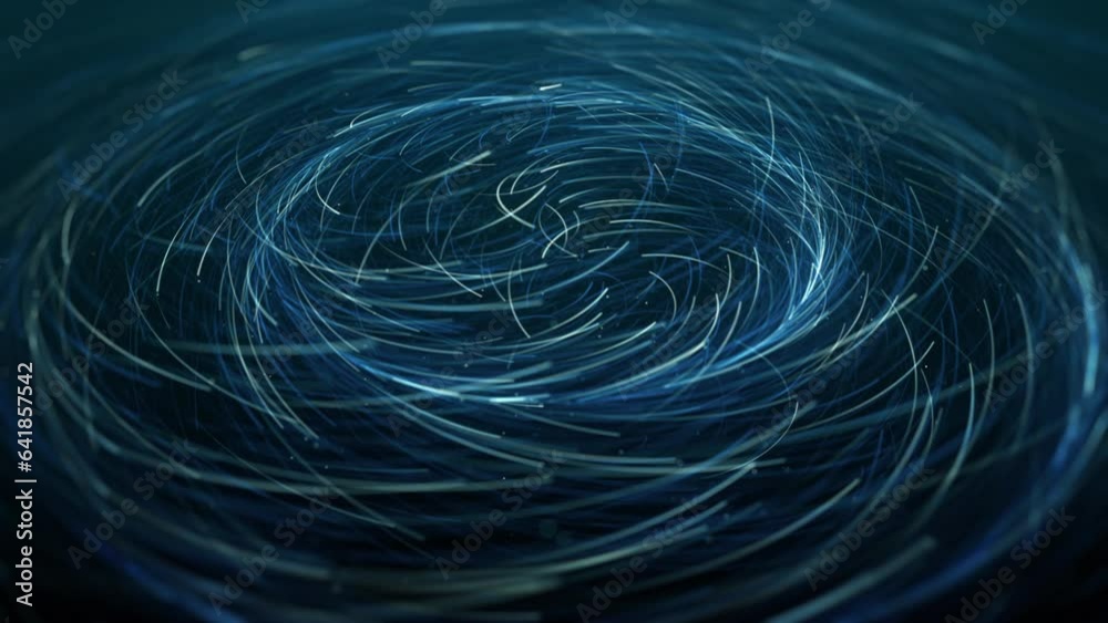 Concentric Circles Of Spinning Particles/ 4k animation of abstract spinning particles lights in concentric circular moves with glow effect and depth of field blur