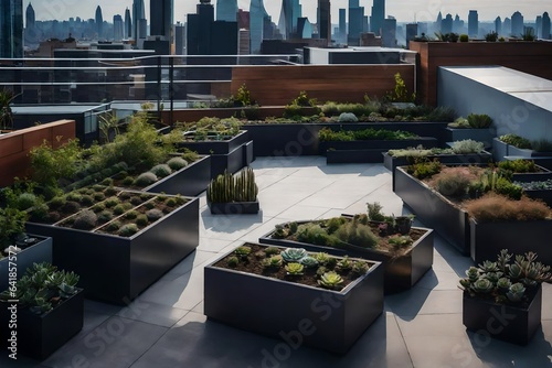 an urban rooftop garden with a modern twist - AI Generative