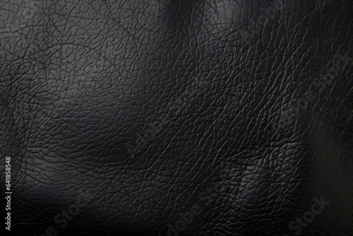 Black leather texture background. AI generated