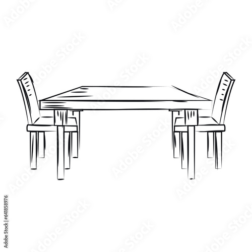 Isolated sketch of a dinner table Vector