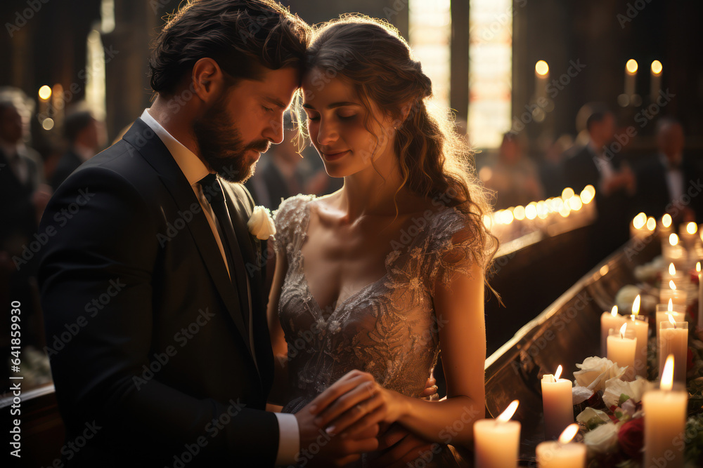 Love and Devotion. Couples exchanging vows in a religious ceremony, capturing the union and commitment within the culture of faith. Generative Ai. Love and Devotion. Couples exchanging vows in a religious ceremony, capturing the union and commitment within the culture of faith. Generative Ai.