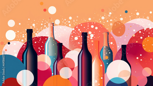 party holiday abstract background illustration with wine, champaghe and alcohol bottles © Dmytro Tykhokhod