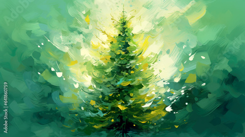 Fototapeta Naklejka Na Ścianę i Meble -  abstract christmas tree oil painted background