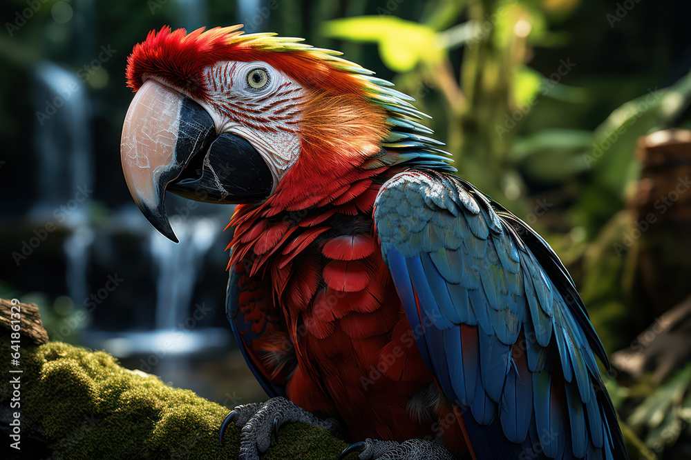 Fototapeta premium Rainforest Wonders. Exotic wildlife and lush foliage epitomize the biodiversity of My Latin America. Generative Ai.