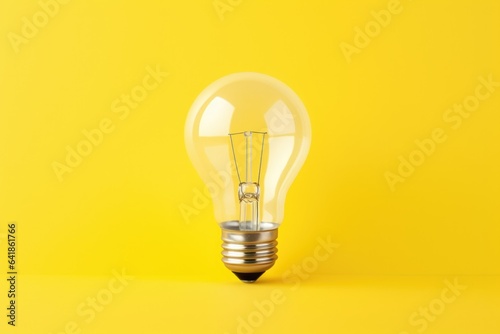 Education concept image. Creative idea and innovation. light bulb metaphor over yellow  background photo