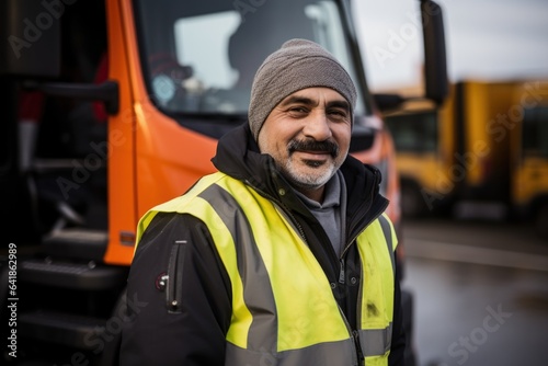 Portrait of a middle aged male truck driver in europe