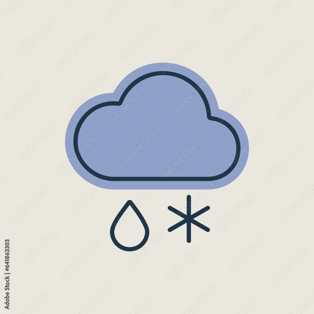 Cloud with snow and rain vector icon. Weather sign Cloud with snow and rain vector icon. Weather sign