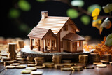 Money and miniature house. Finance and investment