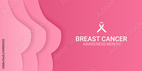 Breast cancer awareness month. Vector web banner.