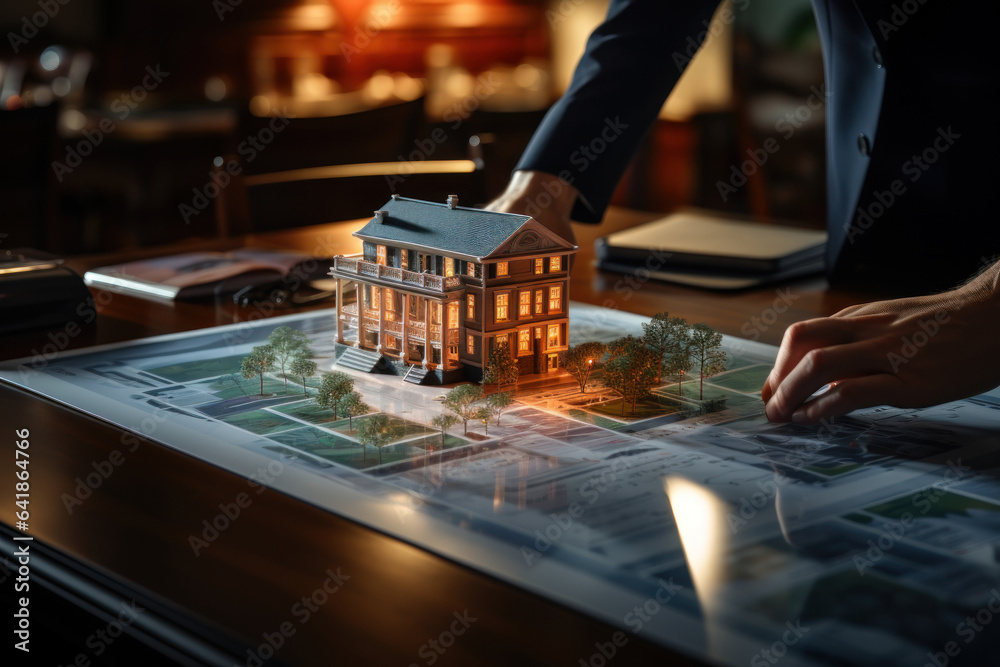 Obraz premium A person conducts due diligence on property titles and ownership structures, ensuring transparency and security in co-buying transactions. Generative Ai.