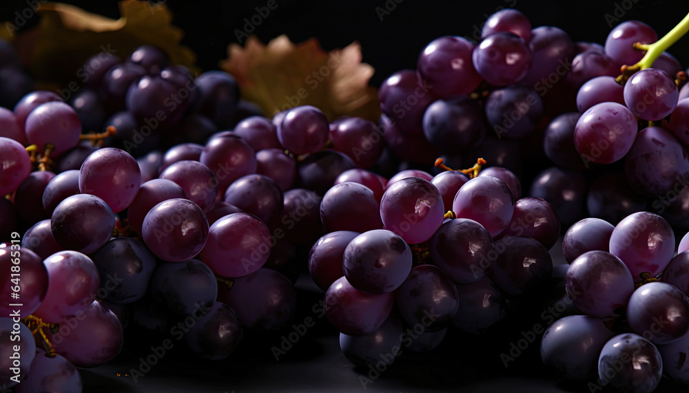 Fototapeta premium red grapes close up,bunch of grapes,grapes on the vine