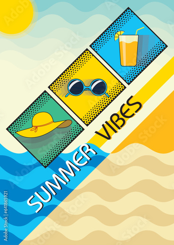 Summer Vibes poster for event, annoucements, and concerts during the hot vacation season photo