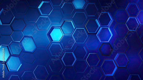 Futuristic Blue Hexagonal Grid with Starry Effect blue hexagon background