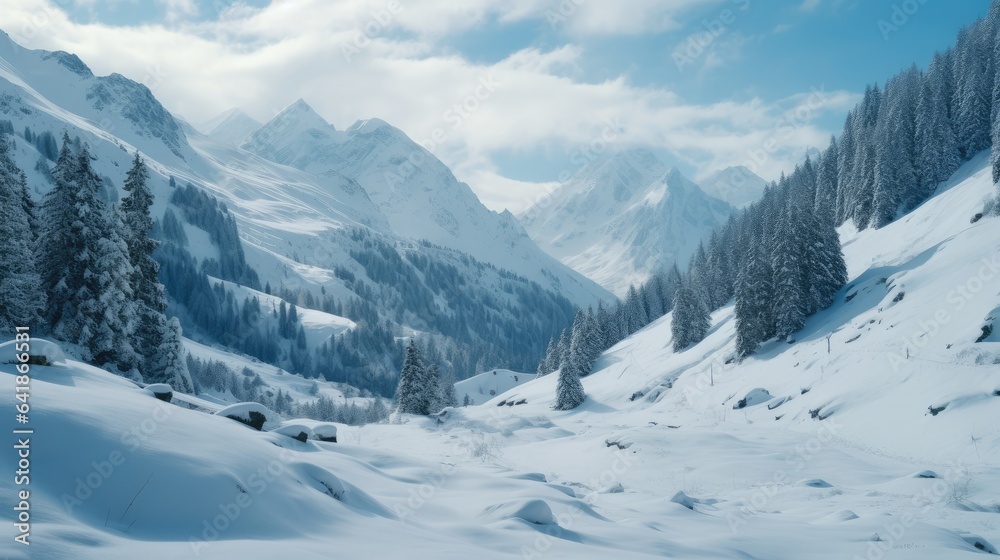 snow covered mountains