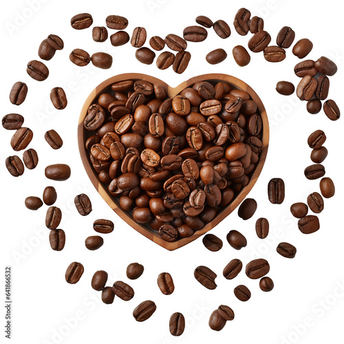 coffee beans heart isolated, transparent