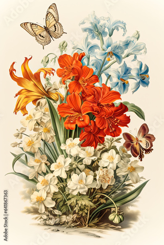 A Colorful Bouquet of Flowers,Flower Oil Painting Illustration