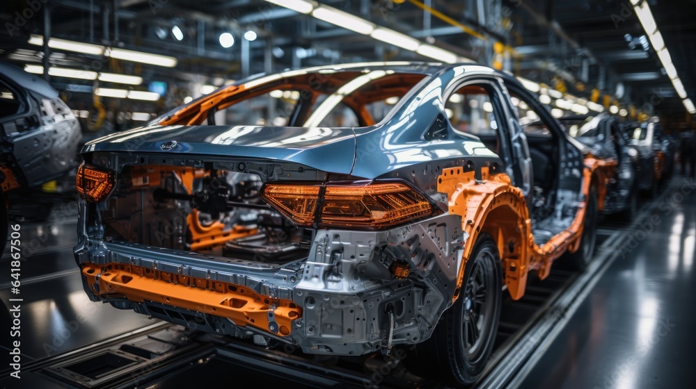 Automotive assembly line produced with robots. Automotive assembly line produced with robots.