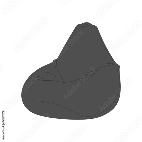 Bean bag chair. Soft pillow, pouf for sitting isolated on white background. Flat illustration of comfortable fluffy seat, flexible seat and upholstered furniture for work and relax. Vector