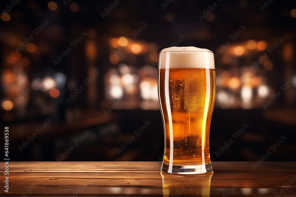 A cozy evening at the modern bar, golden light, Generative AI A cozy evening at the modern bar, golden light, Generative AI