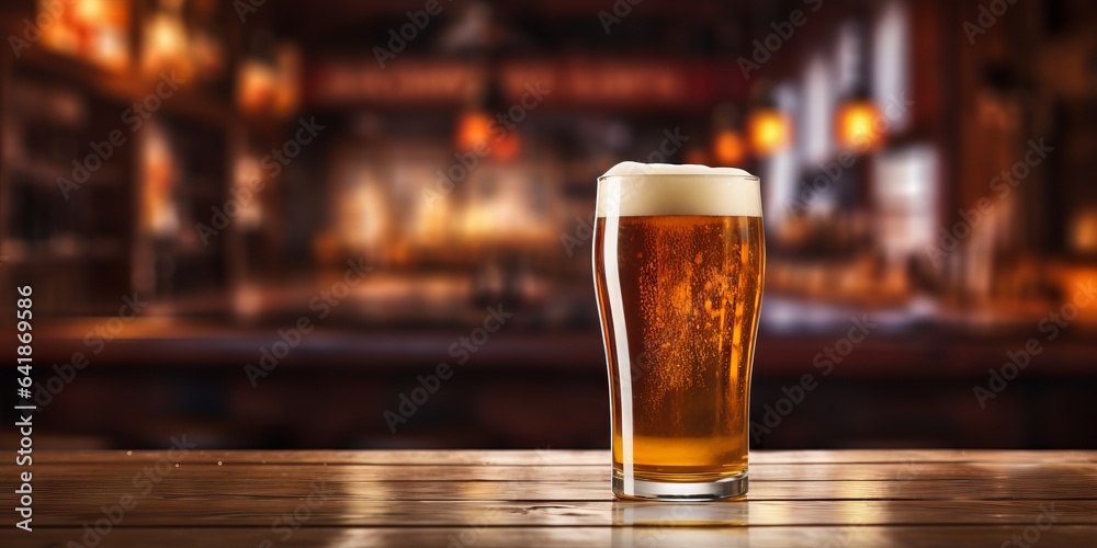 A cozy evening at the modern bar, golden light, Generative AI A cozy evening at the modern bar, golden light, Generative AI