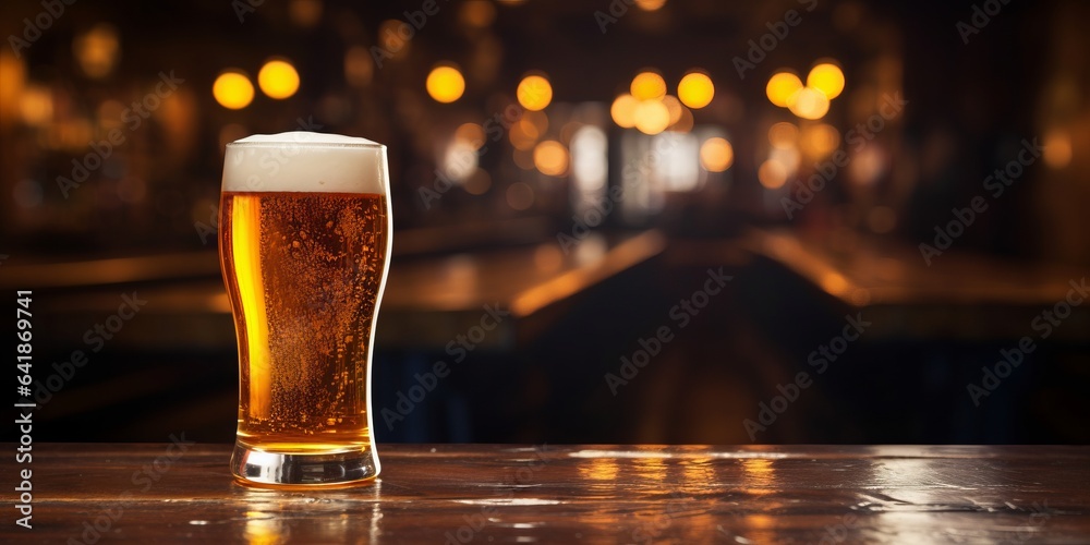 A cozy evening at the modern bar, golden light, Generative AI A cozy evening at the modern bar, golden light, Generative AI