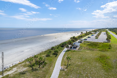 Blue sky over the beach on Jekyll Island, GA  photo