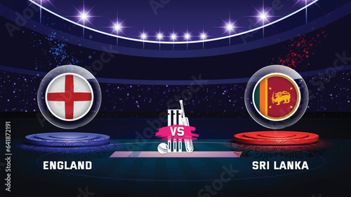 england vs sri lanka cricket championship match with flag shield on beautiful stadium background