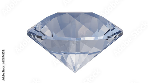 Round shiny diamond or brilliant isolated on transparent and white background. Gemstone concept. 3D render