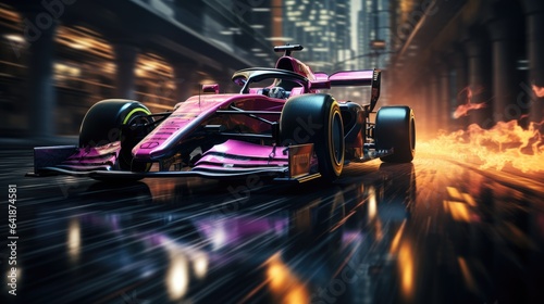 Formula 1 car at high speed in motion and acceleration with neon light extreme speed grand champion © Gizmo