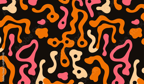 Get Inspired by the Hand-Drawn Animal Print Style, Infused with Vector Flat Groovy and Psychedelic Colors in Seamless Pattern Background Design
