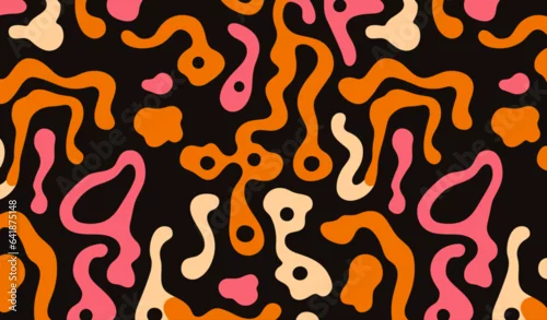 Obraz Get Inspired by the Hand-Drawn Animal Print Style, Infused with Vector Flat Groovy and Psychedelic Colors in Seamless Pattern Background Design
