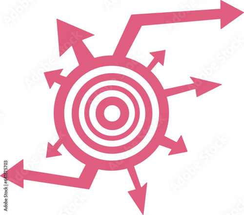 Arrows in different directions from the circle
