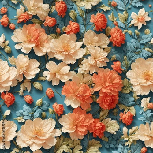 Highly Detailed Seamless Vector Patterns: A Photorealistic Floral Masterpiece in 4K for Fabric Art and Digital Prints