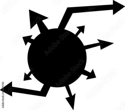 Arrows in different directions from the circle
