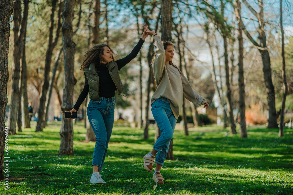 Happy girls in the park