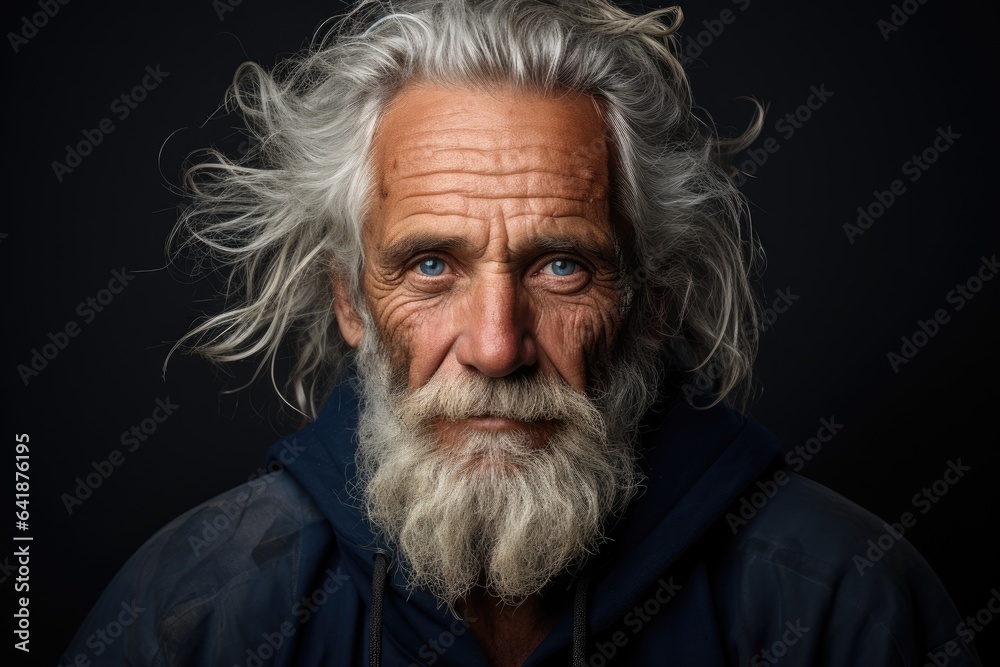 Elderly man working profession 80 years old, gray hair wrinkles, old grandfather portrait