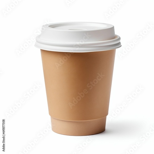 Take Away Coffee Cup Isolated on White Background. Generative ai