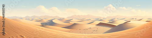 An Illustration of a Middle Eastern Desert with Large  Layered Sand Dunes