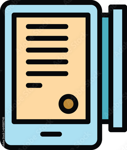 Tablet touchscreen icon outline vector. Cash register. Machine pos color flat
