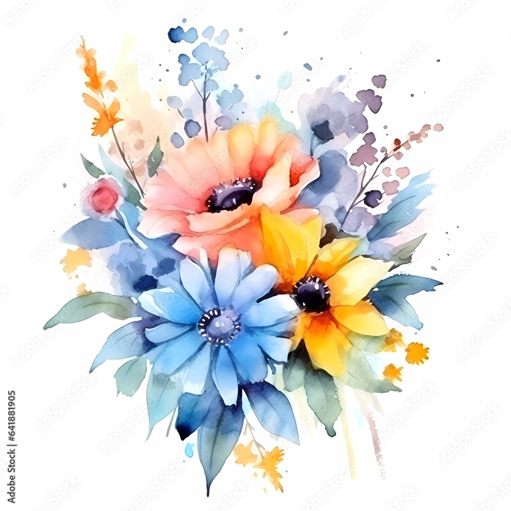 Flowers bouquet watercolor clipart,ai