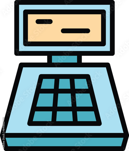 Bill system icon outline vector. Cash machine. Pos store color flat